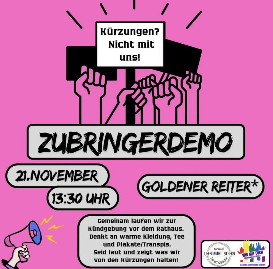 "Kürzungen? Nicht mit uns!" - Demo gegen die drohenden Kürzungen und Schließungen.